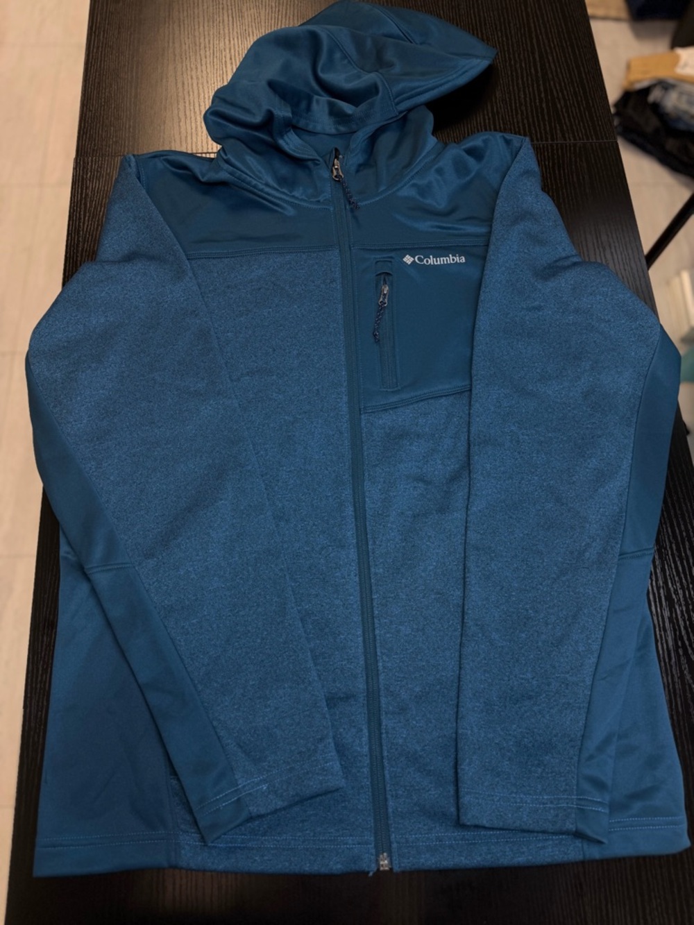 Columbia Men's Teal Blue Hooded Puffer Jacket